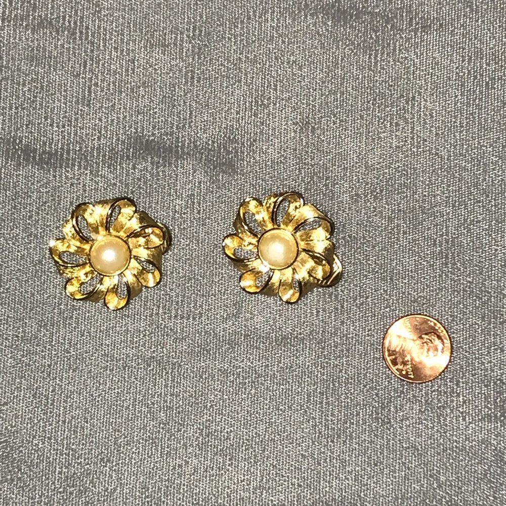 Givenchy blossom clip earrings with pearl